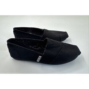 Skechers Bobs Ballet Flats Womens 6 Black Canvas Slip On Shoes Memory Foam Comfy